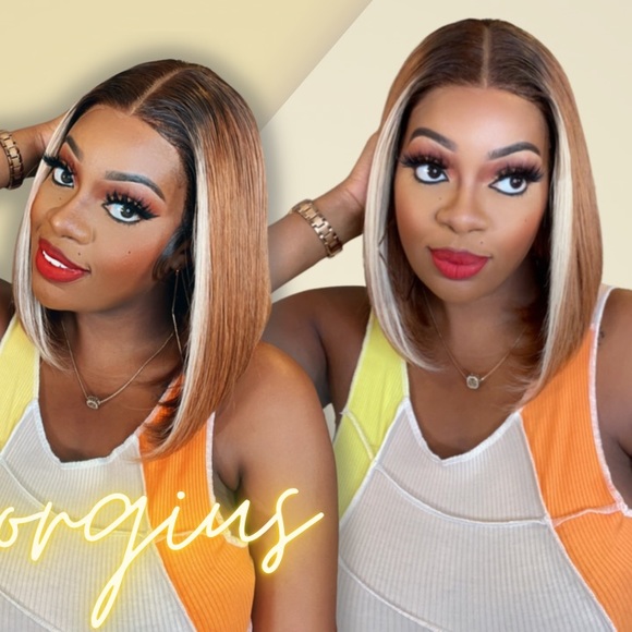 12” Highlight Bob Wig, T-part Lace Frontal - Picture 4 of 4